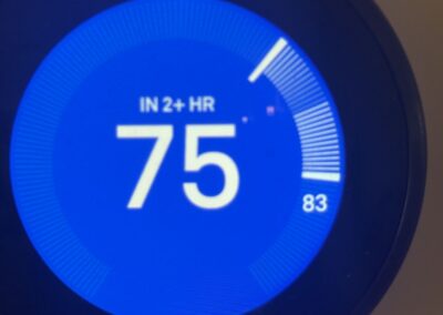 Nest thermostat back on schedule at 75 degrees after AC compressor repair in Boynton Beach