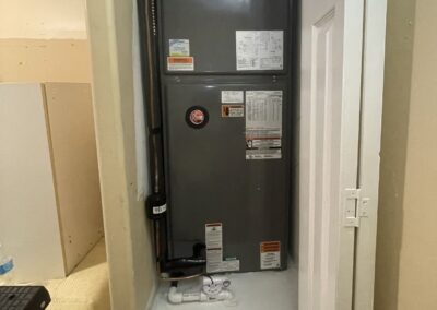 Rheem air handler installed in a hall closet with drain line and float switch in Nautica Sound, Boynton Beach