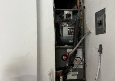 Air handler reinstalled on the rebuilt return box stand in Boca Raton