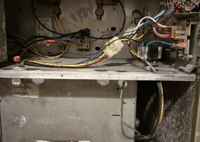 Air handler blower compartment and control wiring open for a false-starting fan motor diagnosis in Boynton Beach